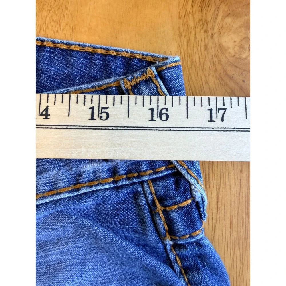 True Religion Mens Distressed Straight Leg Jeans Size 31 Horseshoe Stitch 576